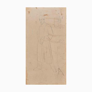 Giovanni (Nino) Costa, Figur eines jungen Mannes im orientalischen Stil, 19. Jh., Bleistift auf Papier