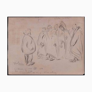 Elie Anatole Pavil, Visite a Lelysée, Original Zeichnung, Frühes 20. Jh