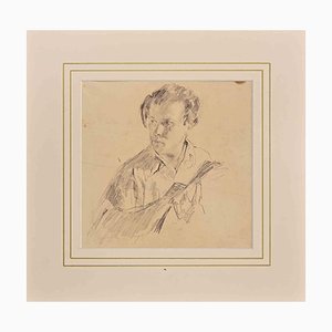 Paulo Ghiglia, Self Portrait, Pencil Drawing on Paper, Mid 20th-Century