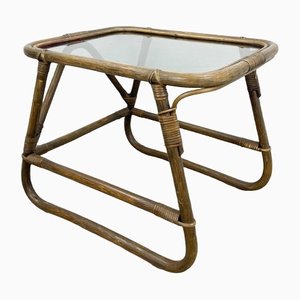 Side Table in Rattan with Smoked Glass
