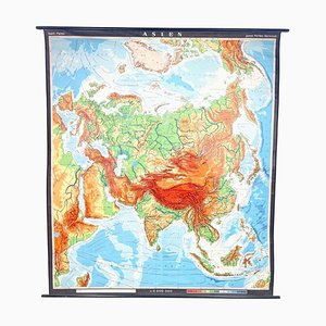 Large Vintage Map of Asia
