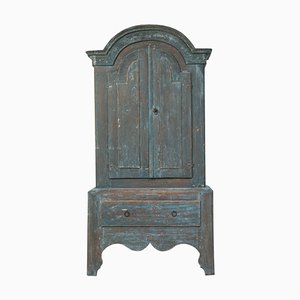 Antique Swedish Blue Rococo Country Cabinet