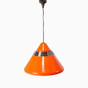 Lámpara colgante UFO era espacial vintage en naranja de Alfred Kalthoff para Staff Light