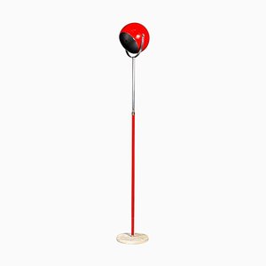 Italian Modern Adjustable Floor Lamp in Red and Chromed Metal with Marble Base by Goffredo Reggiani, 1970