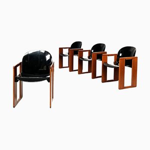 Mid-Century Italian Plastic and Wood Dialogo Chairs by Tobia Scarpa for B&b, 1970s, Set of 4