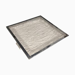 Space Age Serving Tray in Transparent Acrylic Glass with Chromed Metal Edges