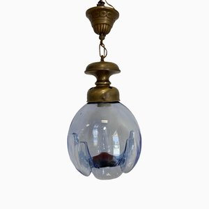 Lampada a sospensione vintage in vetro di Murano di Mazzega, anni '70