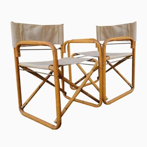 Set of Mid-Century Italian Bamboo Folding Chairs, 1960s