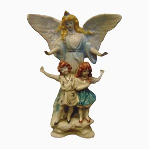 Porcelain Figure of an Angel with Children from Zygmunt Buksowicz, Steatyt Katowice