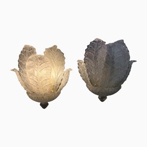 Murano Wall Lights in Leaf Design, Set of 2