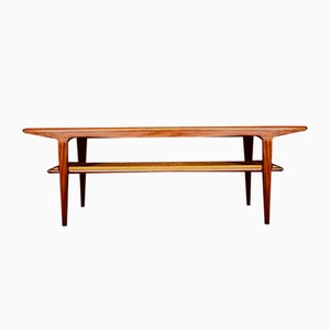 Mid-Century Coffee Table with Rattan Rack by John Herbert for A Younger