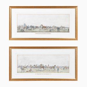 Victorian Horse Racing, 19th-Century, Etchings, Framed, Set of 2