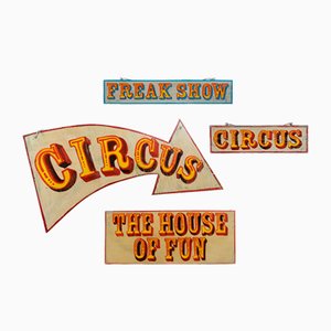 Late 20th Century Fairground Circus Signs, Set of 4