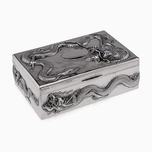 20th Century Chinese Solid Silver Dragon Cigar Box, 1900s