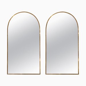Mid-Century Brass Arched Mirrors, Set of 2