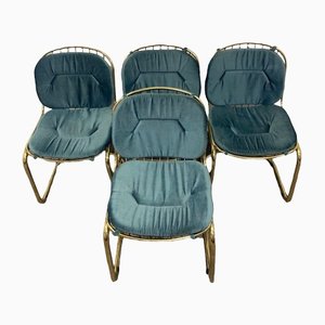 Set of 4 Mid-Century Brass Chairs by Gastone Rinaldi
