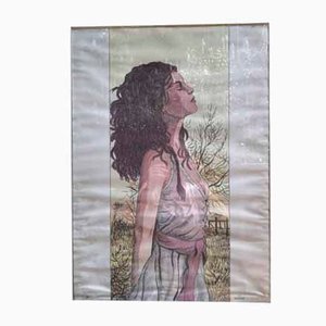 JE Servais, Retrato de mujer, años 70, Impresión en papel y vidrio