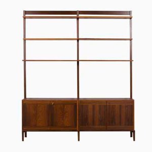 Scandinavian Two Bay Rosewood Free-Standing Wall Unit, Norway, 1960s