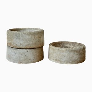 Small Brutalist Concrete Pots, Set of 3