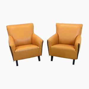 Set of F330 Cordoba Lounge Chairs in Soft Ochre Leather by Gerard Van Den Berg for Artifort