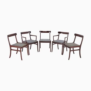 Rungstedlund Chairs in Mahogany by Ole Wanscher, 1950s, Denmark, Set of 5