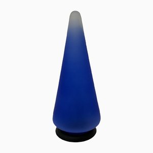 Vintage Blue Glass Cone Table Lamp, 1970s