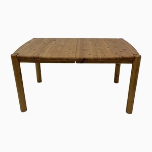 Mesa de comedor extensible de madera de pino, años 70