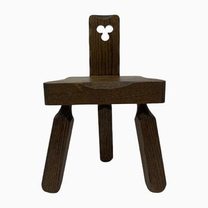 Brutalist Solid Wood Childrens Chair, 1970s