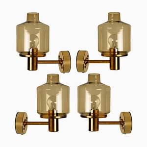Brass and Glass Wall Lights by Hans Agne Jakobsson, 1960s