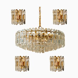 Palazzo Wall Lights in Brass & Glass by J.T. Kalmar, Set of 5