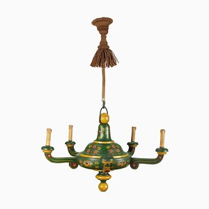 Lacquered and Painted Wooden Chandelier