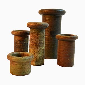Mid-Century Studio Vases in Ceramic Earth Tones, Set of 5