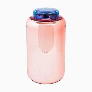 Hohe Rose Blue Vase und Box Container von Pulpo