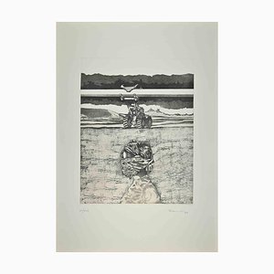 Francesco Manzini, Chantier de Construction, Gravure à l'Eau-Forte, 1980s