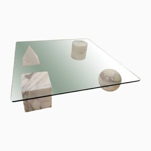Table Basse Metaphora Mid-Century en Marbre Blanc par Massimo & Lella Vignelli