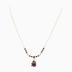 Vintage Necklace in 14K Yellow Gold with Garnets, 1960s