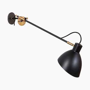 Kh#1 Black Long Arm Wall Lamp by Sabina Grubbeson for Konsthantverk