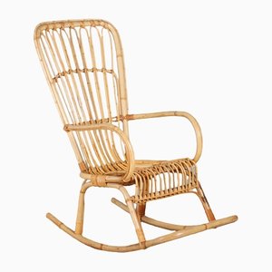 Rocking Chair Boho Vintage en Bambou, 1960s