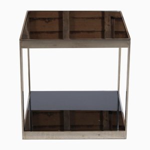 Mid-Century Cubical Shaped Coffee Table in Chrome and Smoked Glass