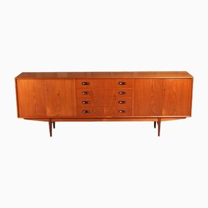 Mid-Century Danish Sideboard in Teak with Carved Rosewood Handles