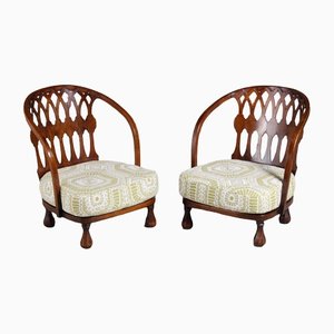Arts & Crafts Nursing Chairs with Cushions, 1930s, Set of 2
