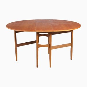 Mid-Century Oval Dining Table in Teak with Drop Leaf