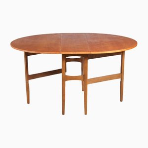 Ovaler Mid-Century Esstisch aus Teak mit Klappflügel