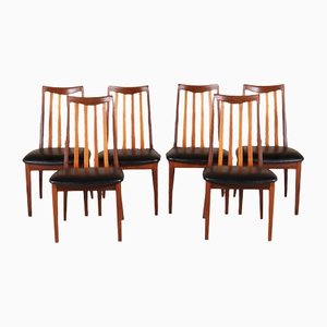 Mid-Century Fresco Afromosia Dining Chairs with Black Vinyl from G-Plan, Set of 6