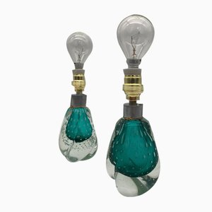Murano Glass Table Lamps Attributed to Seguso, 1960, Set of 2