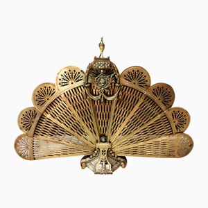 Napoleon III Gilded Bronze Fan Fire Screen