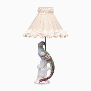 Lámpara de mesa Faisán de porcelana, años 50