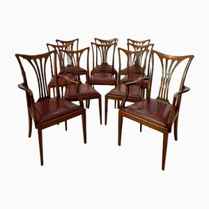 Victorian Mahogany Inlaid Dining Chairs, Set of 10