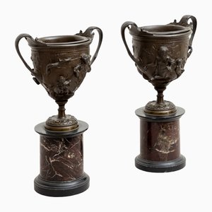 Antike italienische Tazzas im pompejanischen Stil aus Bronze, 2er Set