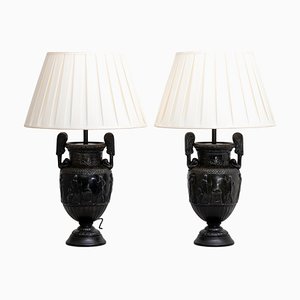 Antique French Table Lamps with Townley Vases, Set of 2